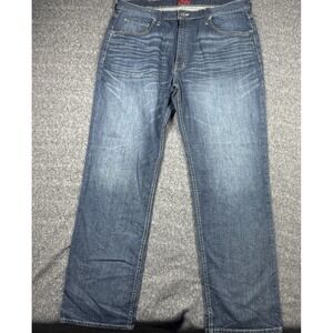 Foundry Athletic Fit Denim Faded Medium Wash Blue Jeans Men's Sz 44x34 Whiskered